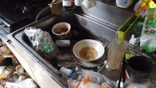 食事のあとが放置されたシンク