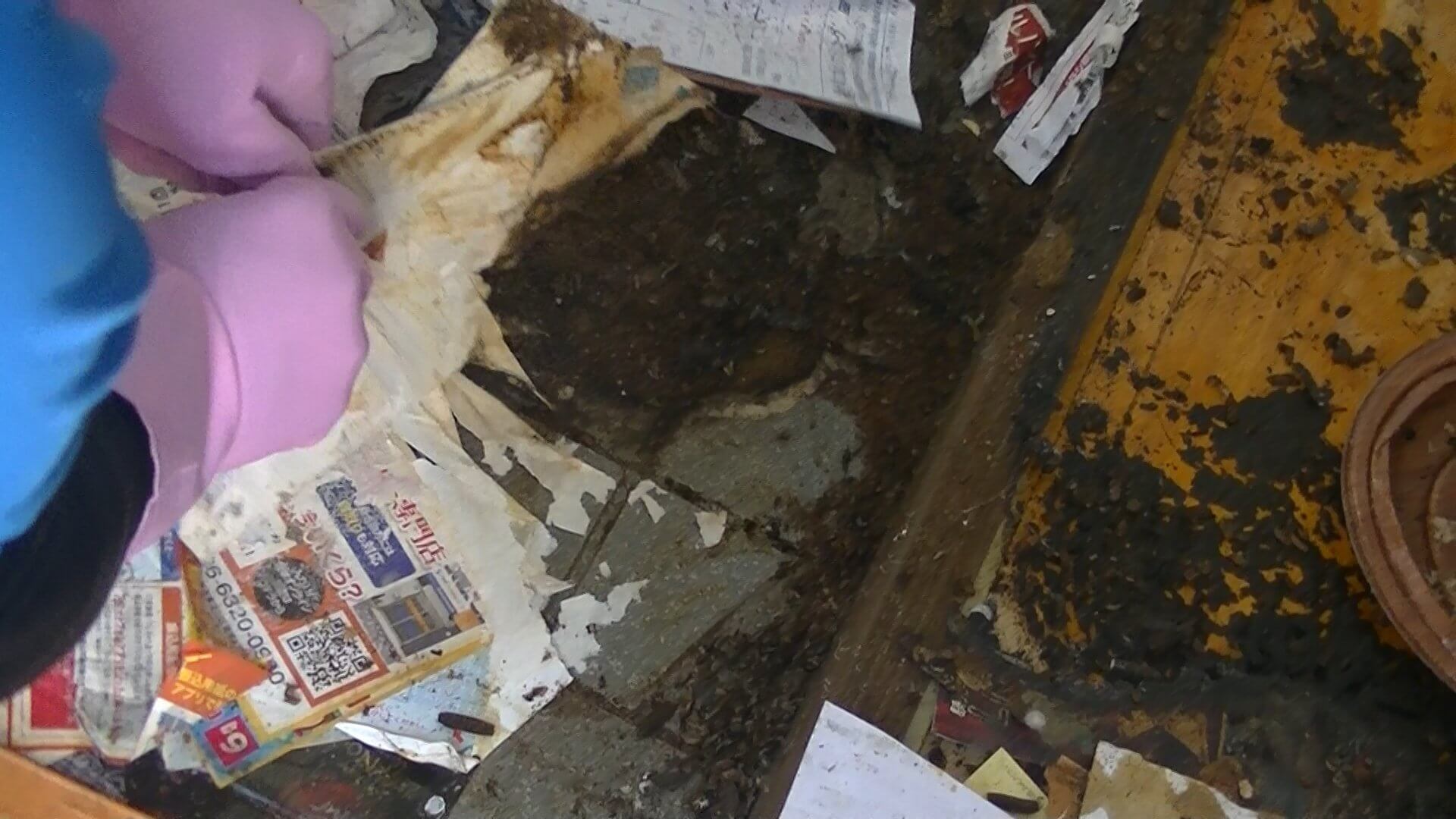 床にこびりついたゴミ